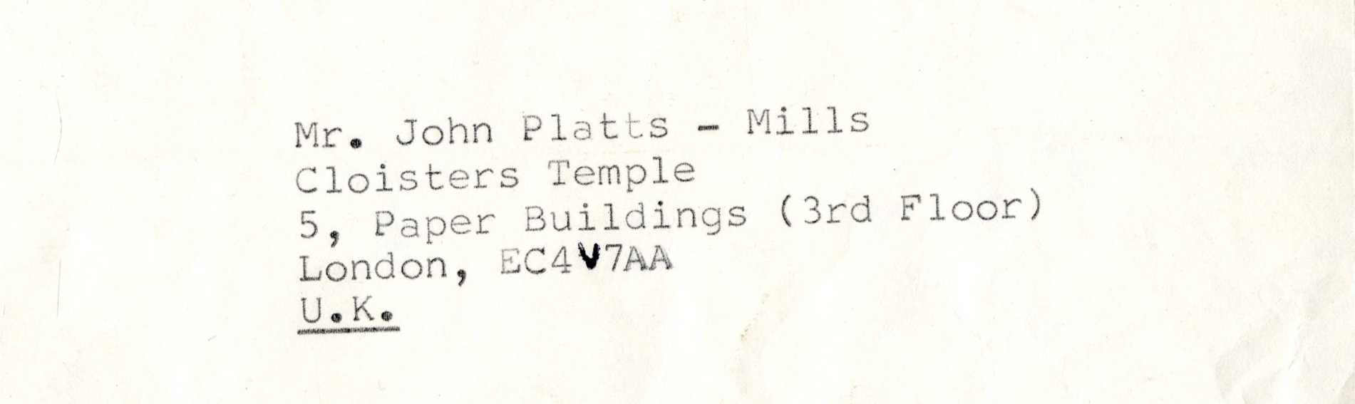 John Platts-Mills' address